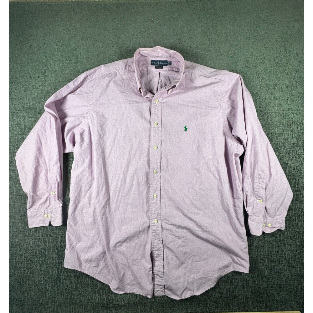 Polo Ralph Lauren Yarmouth Mens 17.5 34/35 Purple Micro Check Button Down
